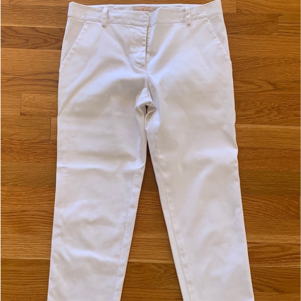 TORY BURCH Womens Juniors White Slim Tuxedo Style Capri Dress Pants Bottom Sz 2